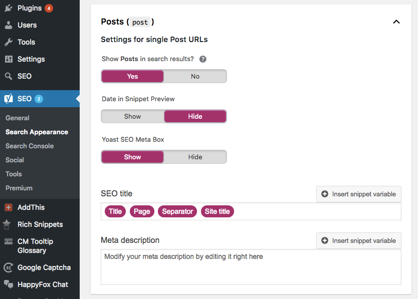 dodaj opis meta wordpress yoast plugin zmienne snippetu